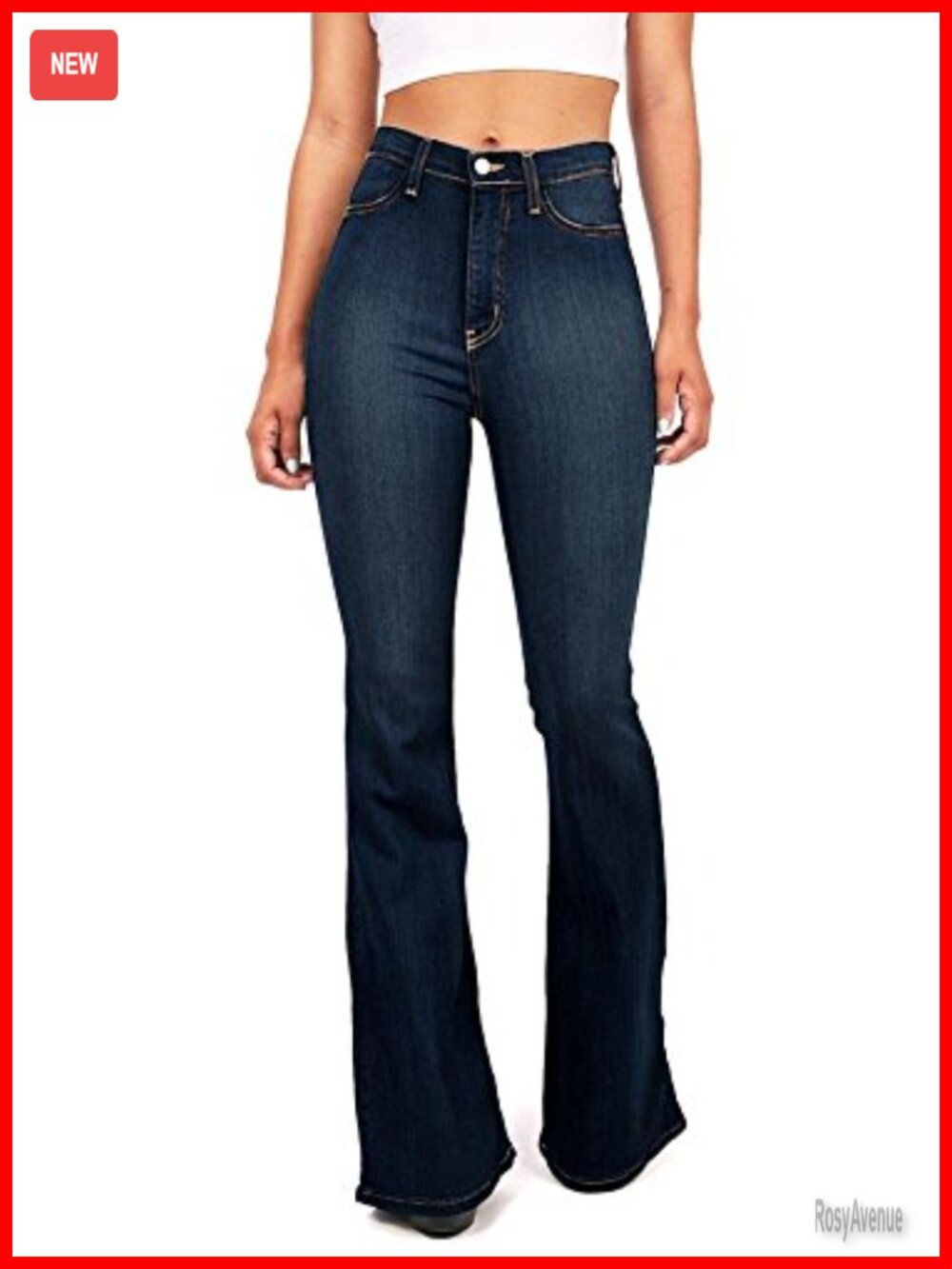 High Waist Flared Denim Jeans Fitted Bell Bottom Stretchy